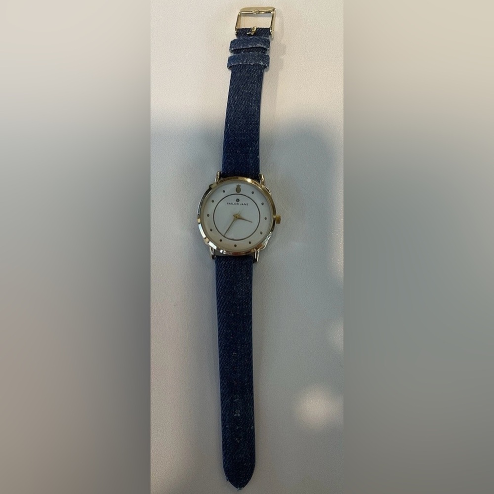 Sailor Jane 7380 Womens DENIUM Band Wrist Watch Stainless Steel Back New battery